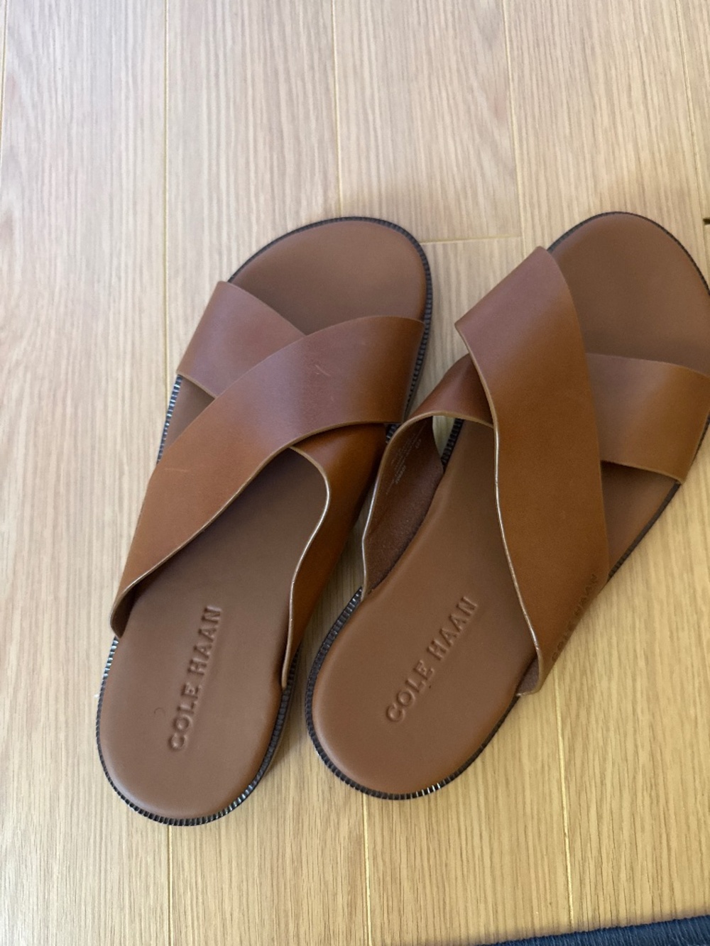 Cole haan men’s brown leather slip on sandal